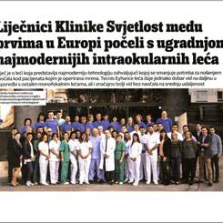 Jutarnji list: Liječnici Klinike Svjetlost među prvima u Europi