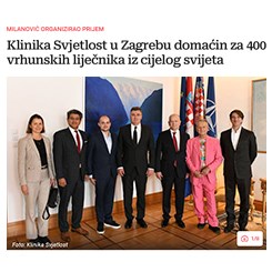 Klinika Svjetlost u Zagrebu domaćin za 400 liječnika iz cijelog svijeta (Večernji list)